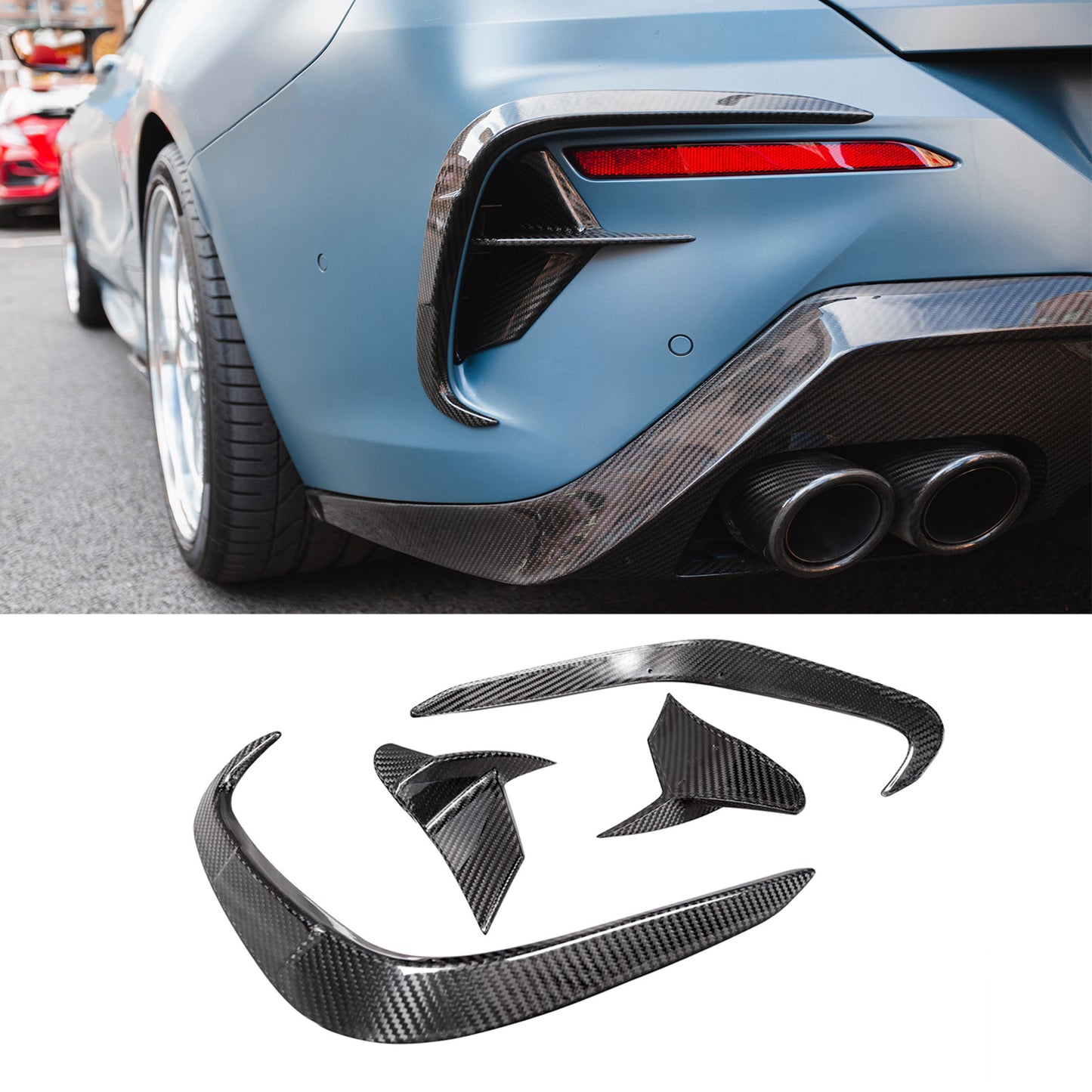 X STYLE CARBON FIBER REAR BUMPER TRIMS - BMW G14/15/16 8 SERIES